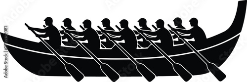 Vector Longboat rowing race team silhouette illustrator