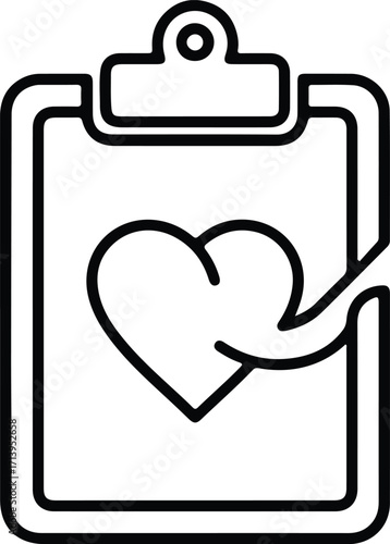 Vector Medical clipboard with heart healthcare document silhouette illustrator