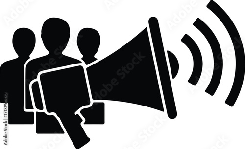 Vector people holding megaphone promoting announcement speech silhouette illustrator