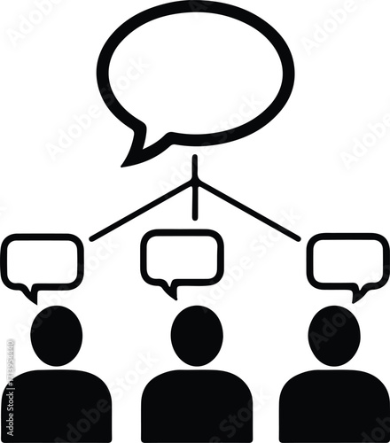 Vector people network with speech bubbles hierarchical diagram silhouette illustrator