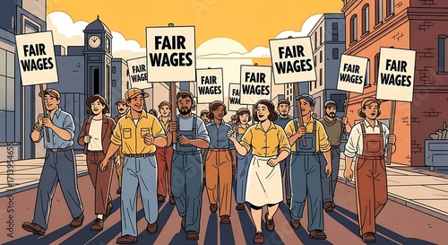 Wage Protest March.