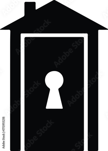 Vector Real estate security house door with keyhole silhouette illustrator