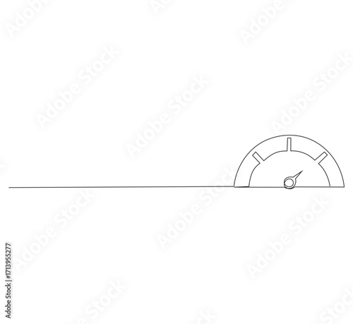 Continuous One Line Drawing of Speedomete.Minimalist Vector Illustration of Speed Indicator, Car Dashboard Performance Symbol, and Fast Speed Sign Concept