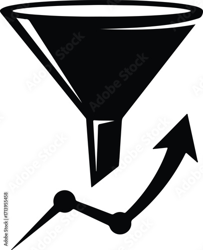 Vector Sales funnel graph growing business income silhouette illustrator