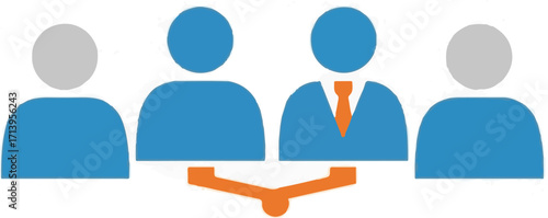 Team Meeting Icon with Leader and Subordinates