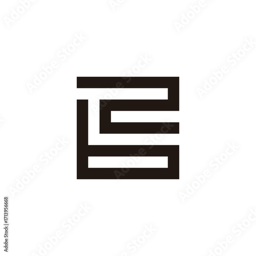 Letter b and number 2 square geometric symbol simple logo vector