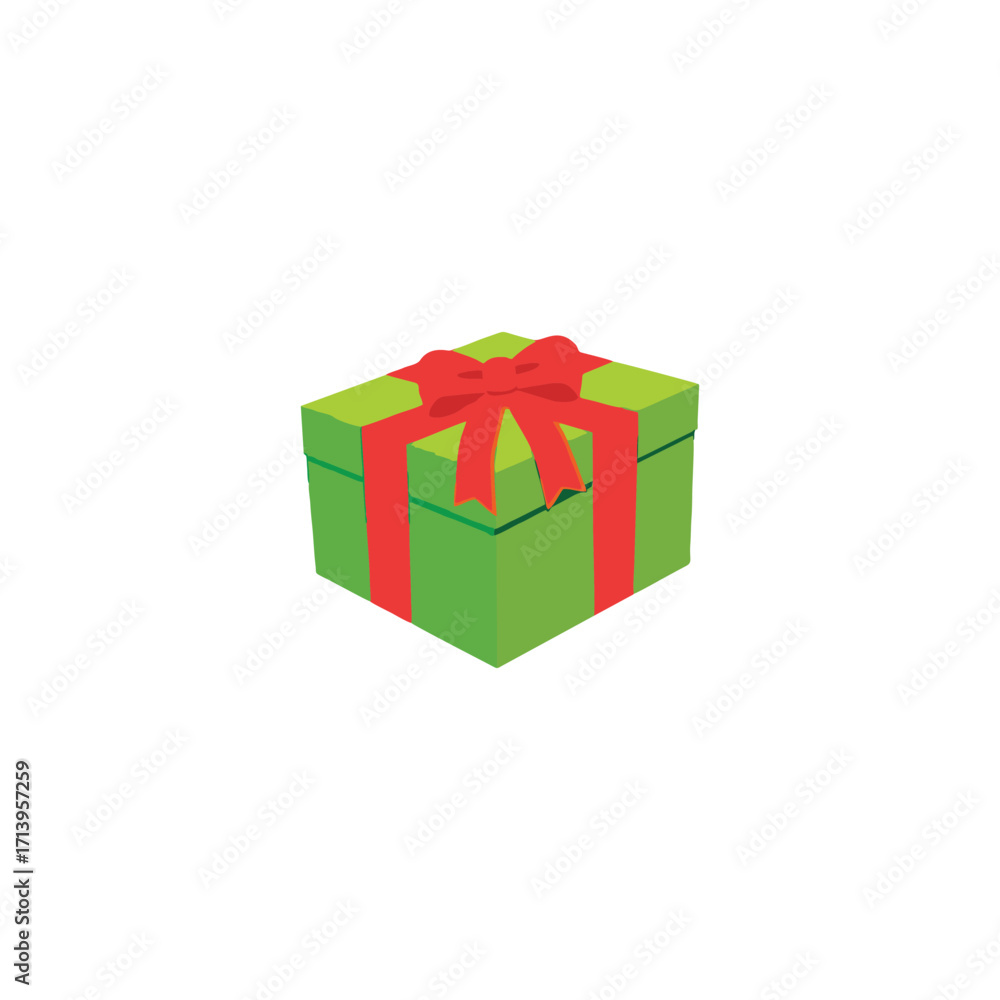 Fototapeta premium Gift, box, green geometric symbol simple logo vector