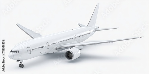White passenger jet on a plain background