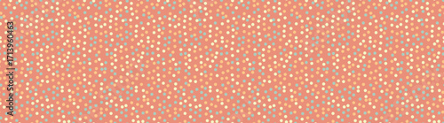Delightful pastel peach background scattered with tiny, multicolored dots.  Perfect for websites, packaging, or textile design.  Evokes feelings of joy, spring, and gentle celebration.