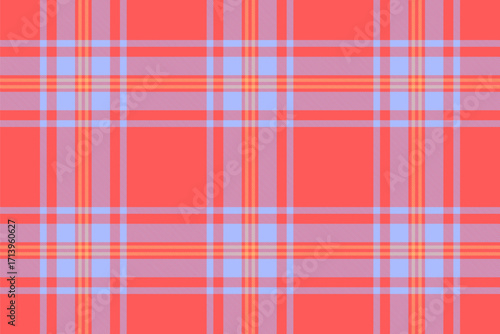 Individuality textile check background, blanket fabric seamless texture. Tweed tartan pattern plaid vector in red and blue colors.