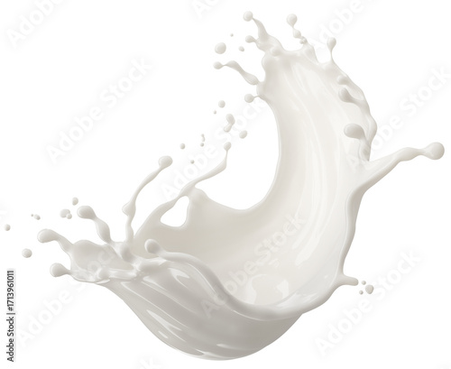 Dynamic Milk splash or white liquid on a transparent background.