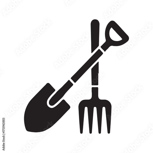 Compact garden hoe fork solid equipment symbol