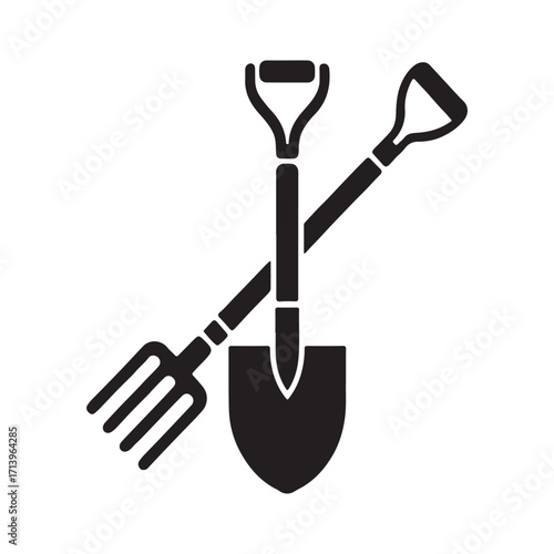 Heavy duty garden hoe and fork icon