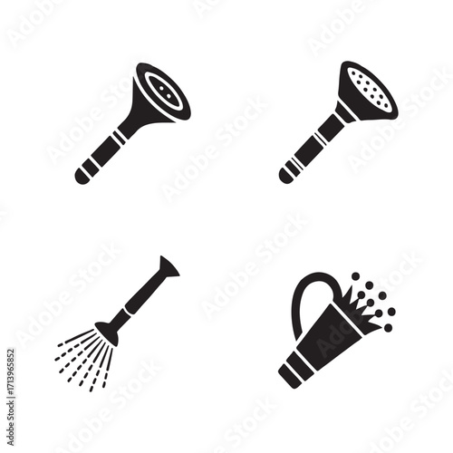 Collection of solid watering lance tool icons