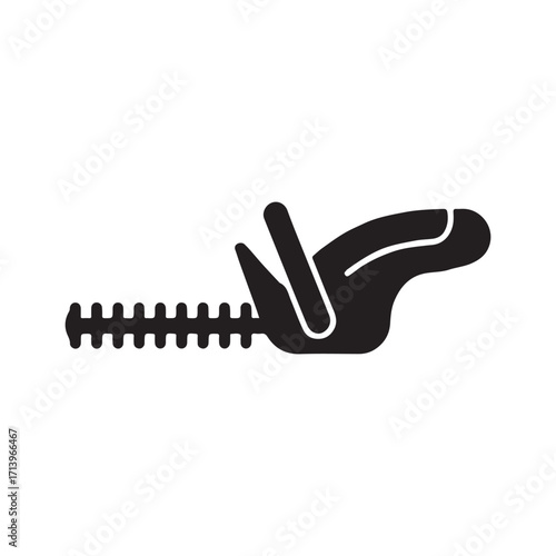Solid hedge trimmer gardening tool icon