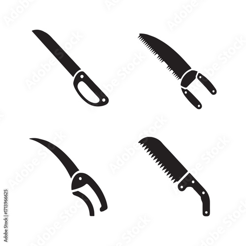 Collection of pruning saw solid icons