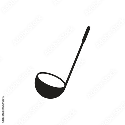 Simple ladle icon for cooking and kitchenware projects shows culinary tools elegantly line art style for chefs