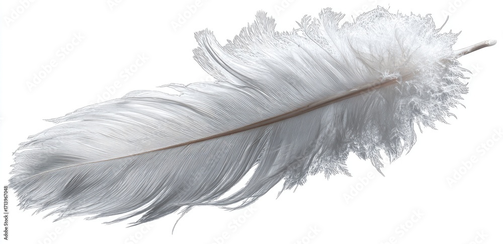 Obraz premium Delicate white feather against a plain background