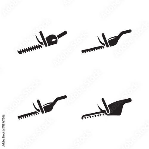 Complete set of solid hedge trimmer icons