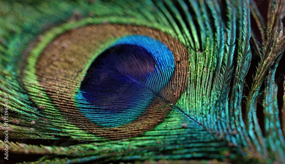 Obraz premium Close-up peacock feather, vibrant colors