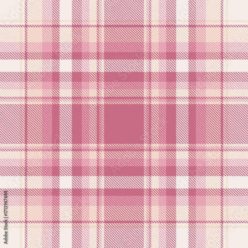 Genuine seamless plaid tartan, place fabric textile pattern. Loft background texture check vector in light and red colors.