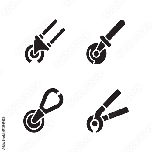 Full set of rebar cutter solid icons