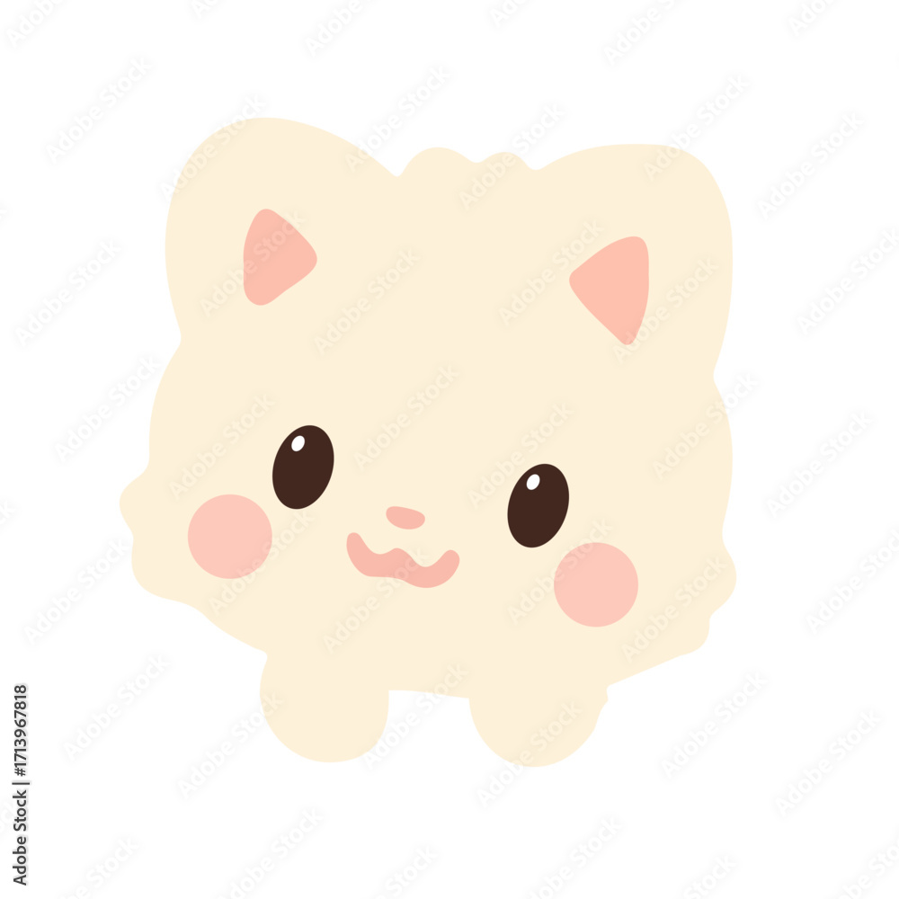 Fototapeta premium Cute Cream Cat Cartoon Illustration