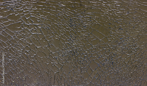 Close-up of dark cracked paint texture