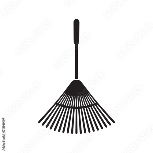 Wide solid leaf rake garden tool icon