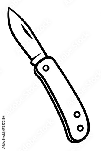 Vector Illustration of a Classic Pocket Knife. A Versatile Tool for Camping, Outdoor Hobbies, and Everyday Utility.