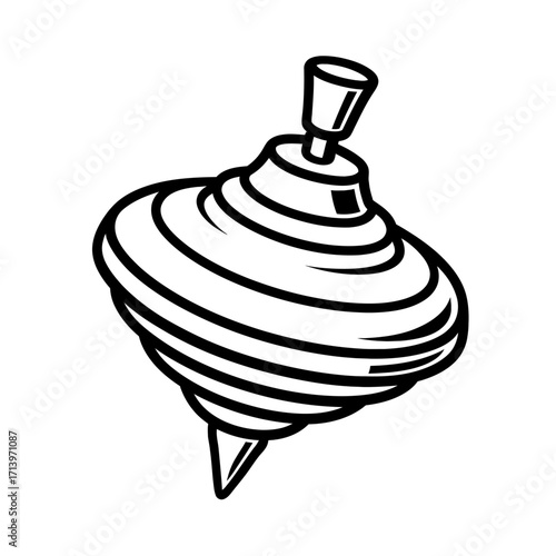 Vector Illustration of a Classic Spinning Top Toy. A Nostalgic Icon for Childhood, Games, and Recreational Hobbies.