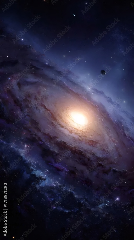 Fototapeta premium 渦巻銀河の宇宙空間の夜景