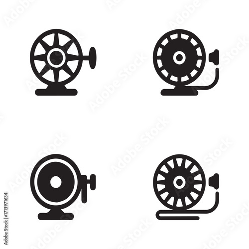 Masons line reel solid icons pack