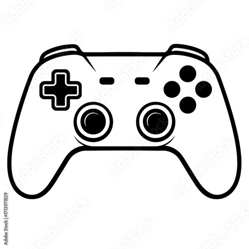 Vector Illustration of a Modern Video Game Controller. A Classic Symbol Representing Gaming, Entertainment, and Digital Technology.