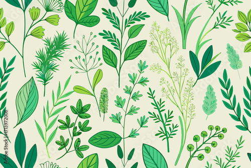Lush green foliage pattern bringing a fresh botanical vibe, ideal for spring designs, nature-themed projects, and eco-friendly branding with a natural aesthetic