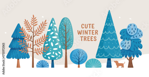 Illustration of winter trees on a dark background
