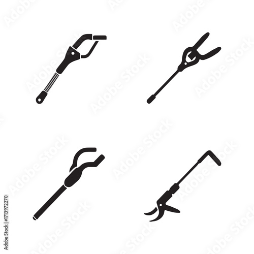 Collection of solid pole pruner tool icons