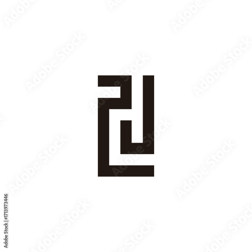 Letter J number 2 rectangle geometric symbol simple logo vector