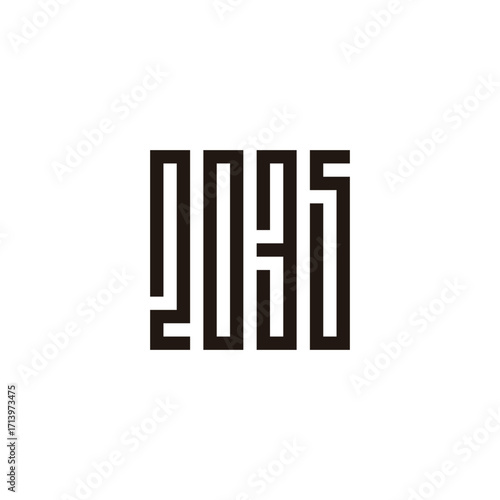 Number 2, 0, 3 and 5 square, rectangles geometric symbol simple logo vector