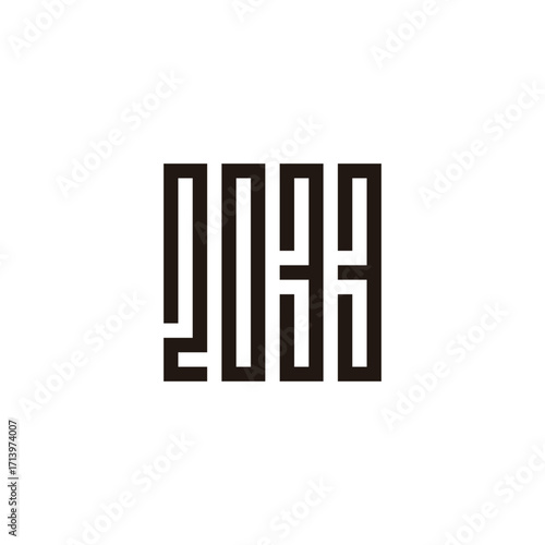 Number 2, 0, 3 and 3 square, rectangles geometric symbol simple logo vector