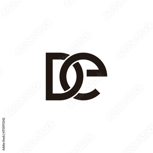 Letter De circle, outline geometric symbol simple logo vector