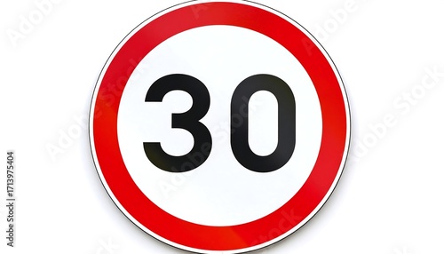 Round traffic sign with a speed limit of 30