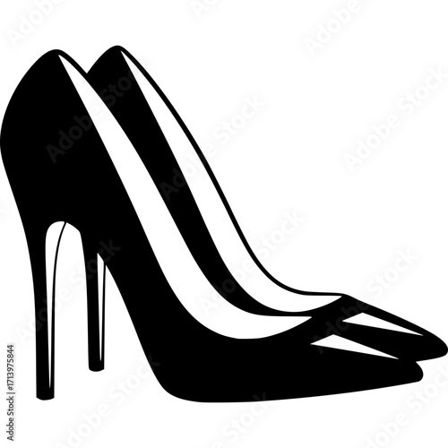 Stylish Silhouette: A pair of elegant high heels in a chic, monochrome design. A striking silhouette that epitomizes grace and confidence.