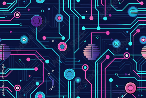 Futuristic neon circuit board design for technology backgrounds and modern digital art projects, perfect for technology startups seeking a dynamic visual identity