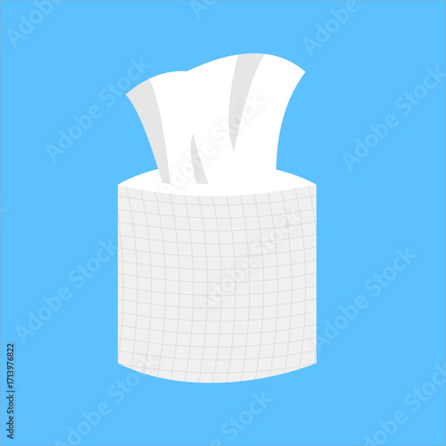 White facial tissue roll, ideal for gently wiping sweat or cleaning the face, flat art design style.
