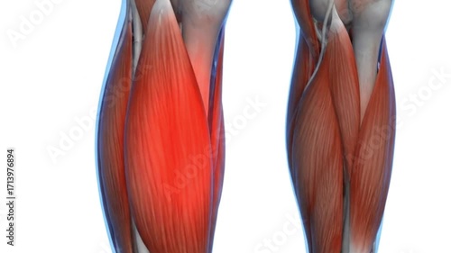 A medical illustration of shin splints showing tibialis anterior muscle inflammation a common lower leg injury from overuse or repetitive athletic strain
