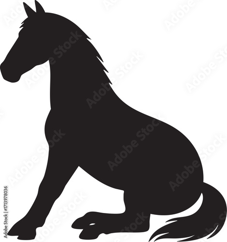 座る馬の黒いシルエットベクターイラスト素材