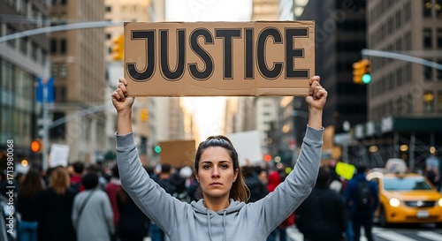 Justice Protest in City.