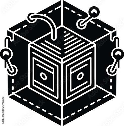 3d icon illustration of a home battery charger box on a white background