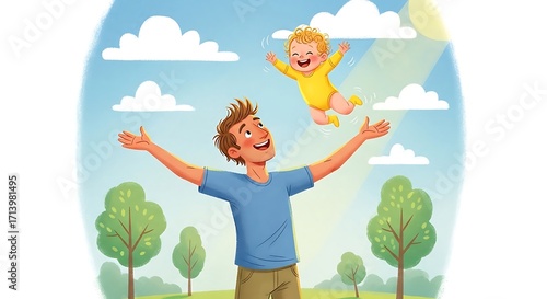 Dad Tossing Baby in Air.